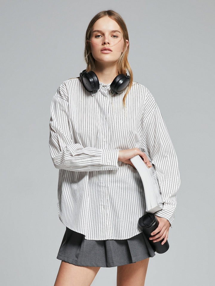 LCW Vision

Black Striped Striped Oversize Women's Shirt