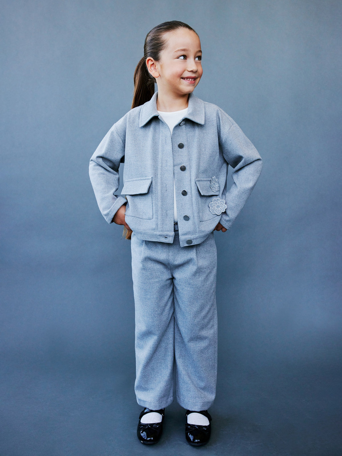 Lcw Kids Gray Elastic Waist Girls Trousers