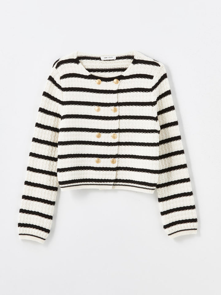 LCW Vision

Black Striped Crew Neck Striped Women's Knitwear Cardigan