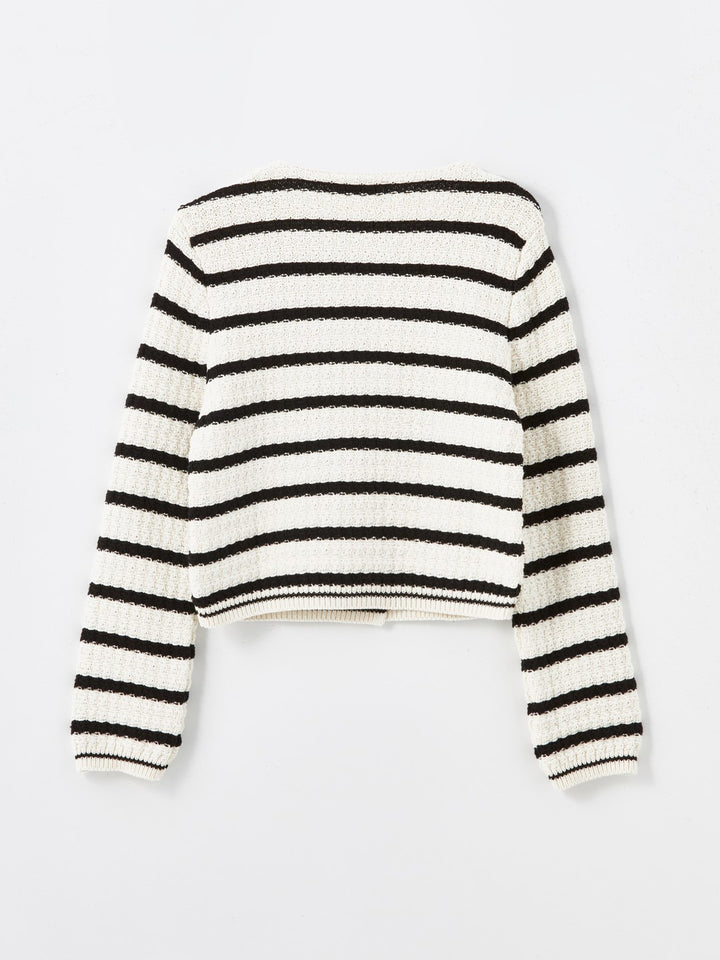 LCW Vision

Black Striped Crew Neck Striped Women's Knitwear Cardigan