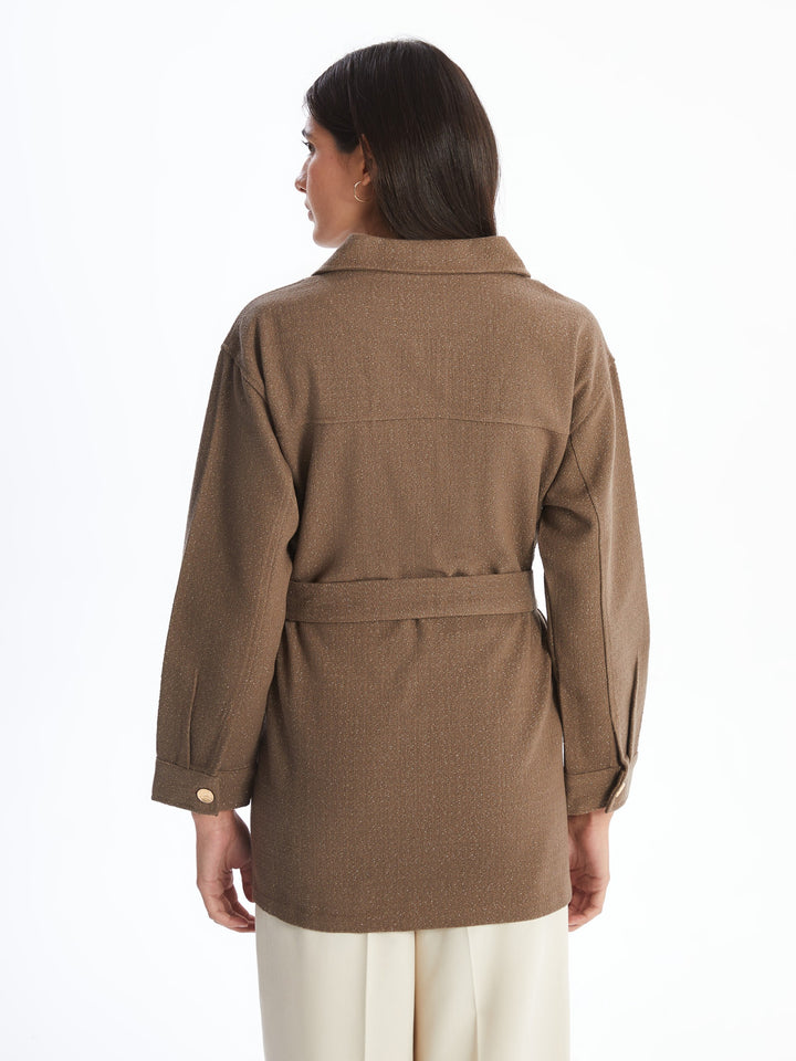 Lcwaikiki Classic Beige Tweed Women'S Shirt Jacket