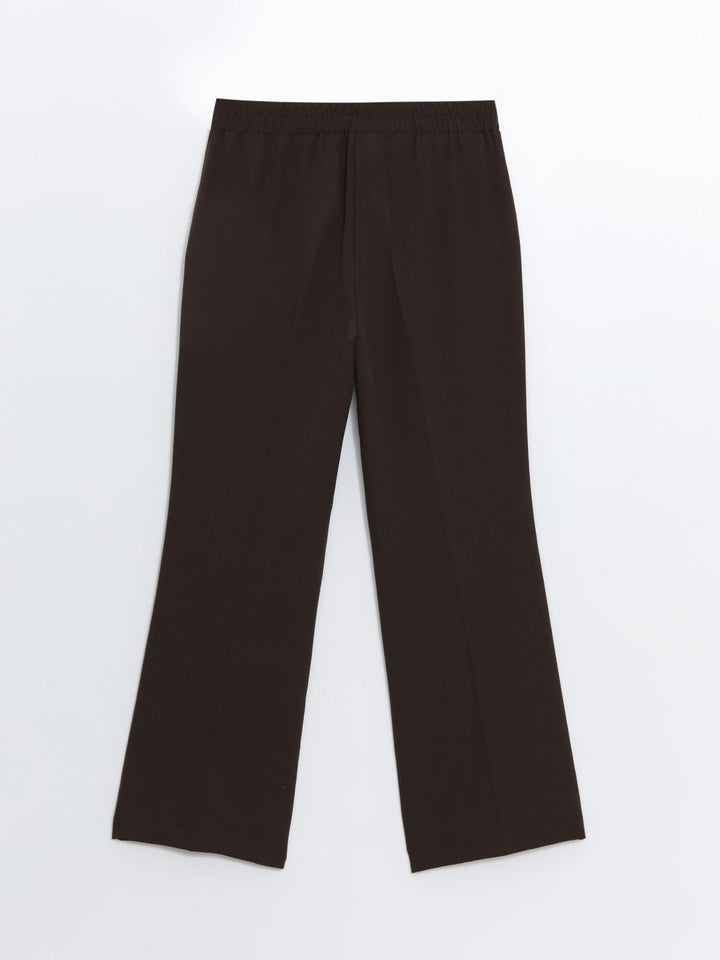 Lcwaikiki Classic Brown Elastic Waist Wide Leg Women'S Trousers