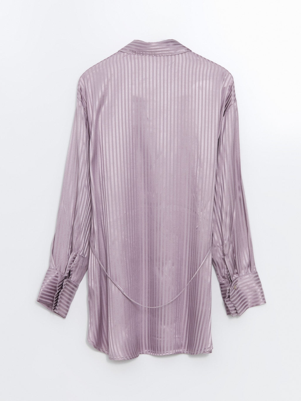 Lcw Modest Lilac Striped Oversize Satin Women'S Shirt Tunic