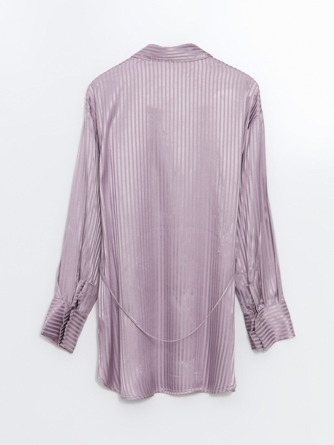 Lcw Modest Lilac Striped Oversize Satin Women'S Shirt Tunic