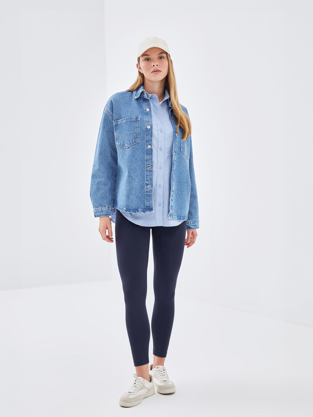 Lcw Vision Indigo Oversize Women'S Jean Shirt Jacket