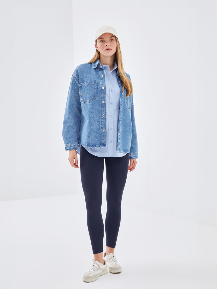 Lcw Vision Indigo Oversize Women'S Jean Shirt Jacket