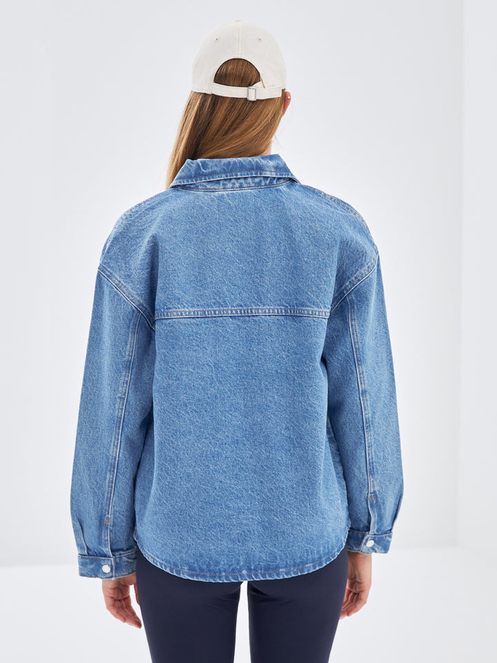 Lcw Vision Indigo Oversize Women'S Jean Shirt Jacket