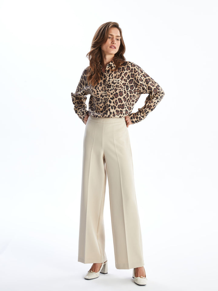 Lcw Vision Beige Elastic Waist Slim Fit Women'S Trousers