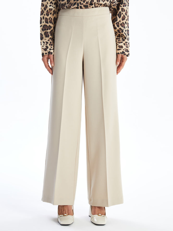 Lcw Vision Beige Elastic Waist Slim Fit Women'S Trousers