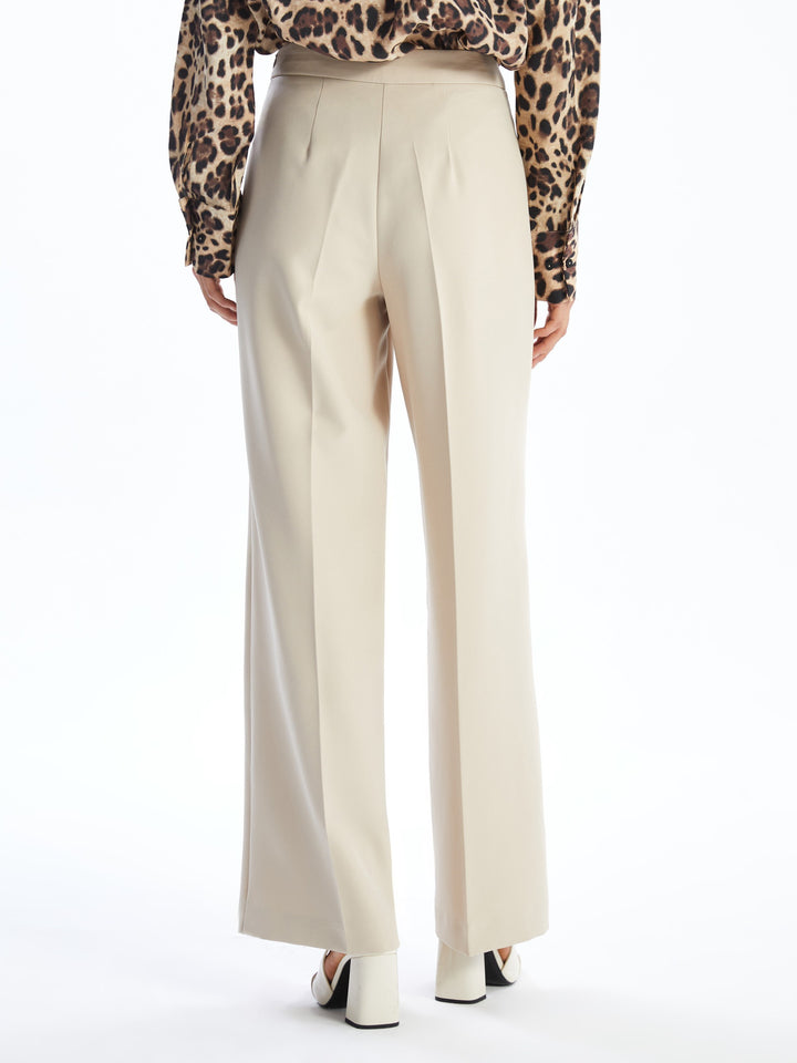 Lcw Vision Beige Elastic Waist Slim Fit Women'S Trousers