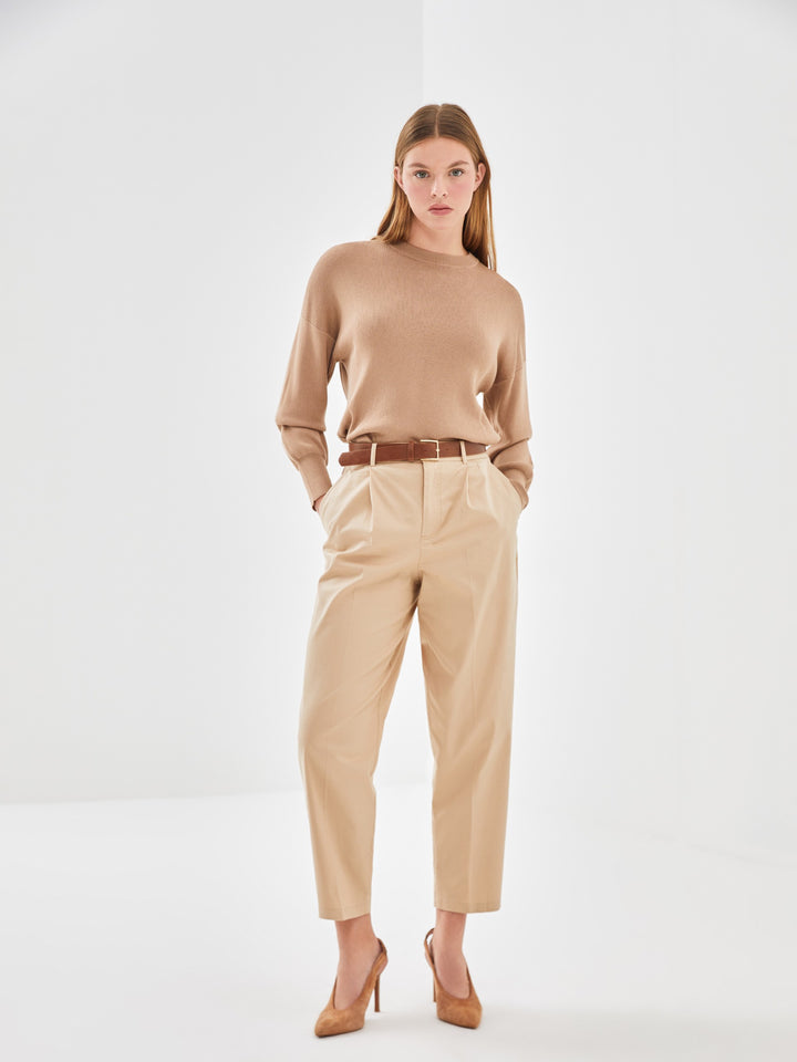 Lcw Vision Brown Waist Belted Women'S Trousers