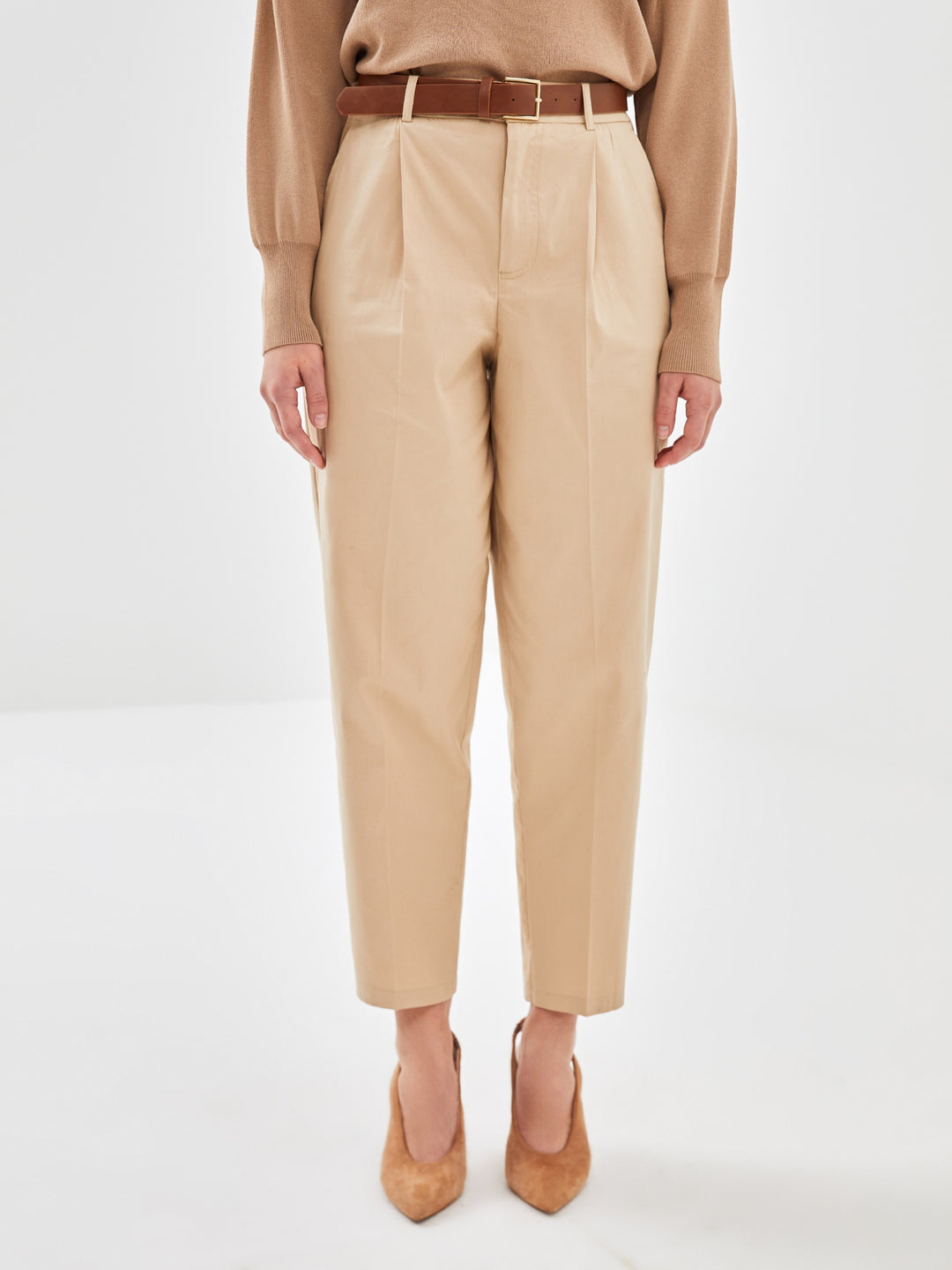 Lcw Vision Brown Waist Belted Women'S Trousers