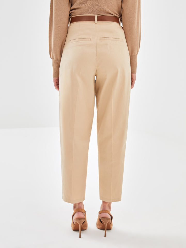 Lcw Vision Brown Waist Belted Women'S Trousers