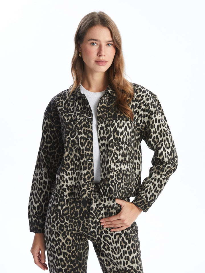 LCW Modest

Camel Hair Printed Shirt Collar Leopard Patterned Women's Jean Jacket