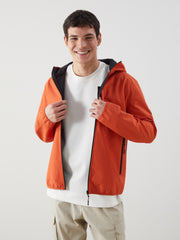 Xside Black Standard Fit Hooded Men Coat