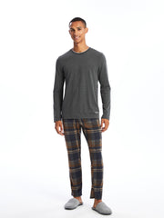 Lc Waikiki Anthracite Crew Neck Long Sleeve Men Pajama Top