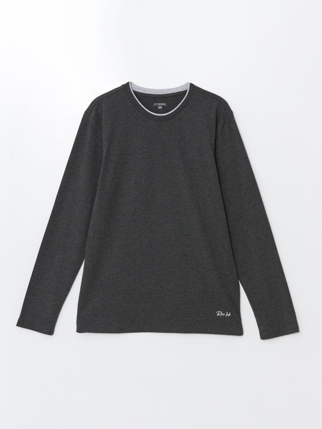 Lc Waikiki Anthracite Crew Neck Long Sleeve Men Pajama Top