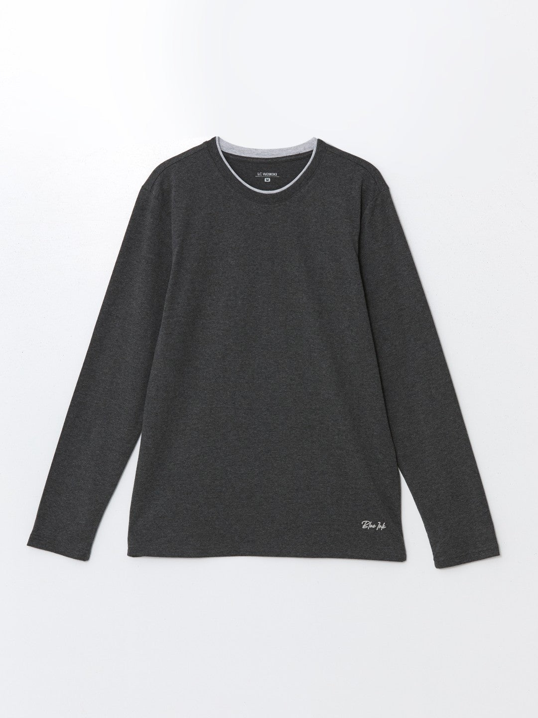 Lc Waikiki Anthracite Crew Neck Long Sleeve Men Pajama Top