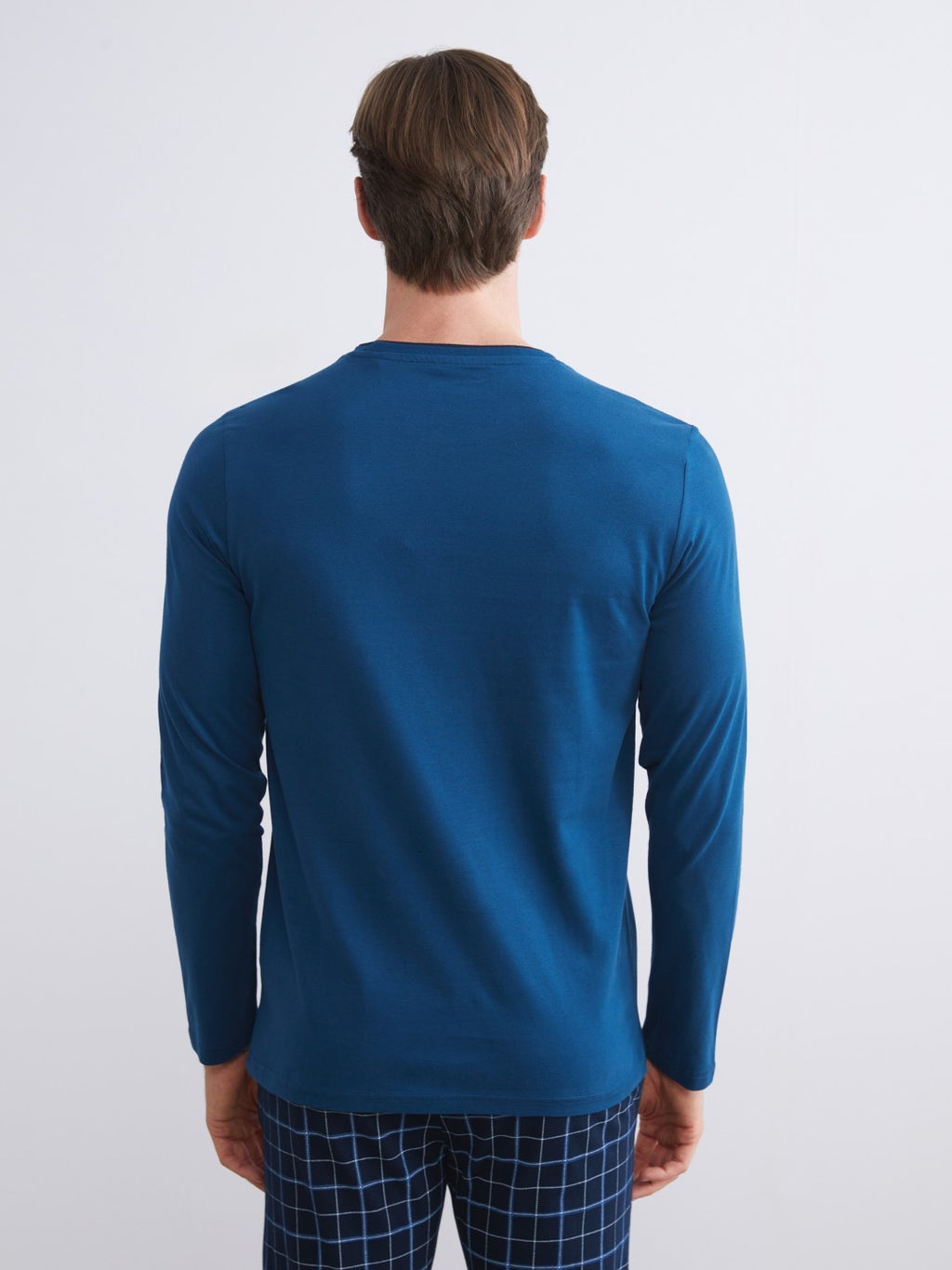 Lc Waikiki Anthracite Crew Neck Long Sleeve Men Pajama Top