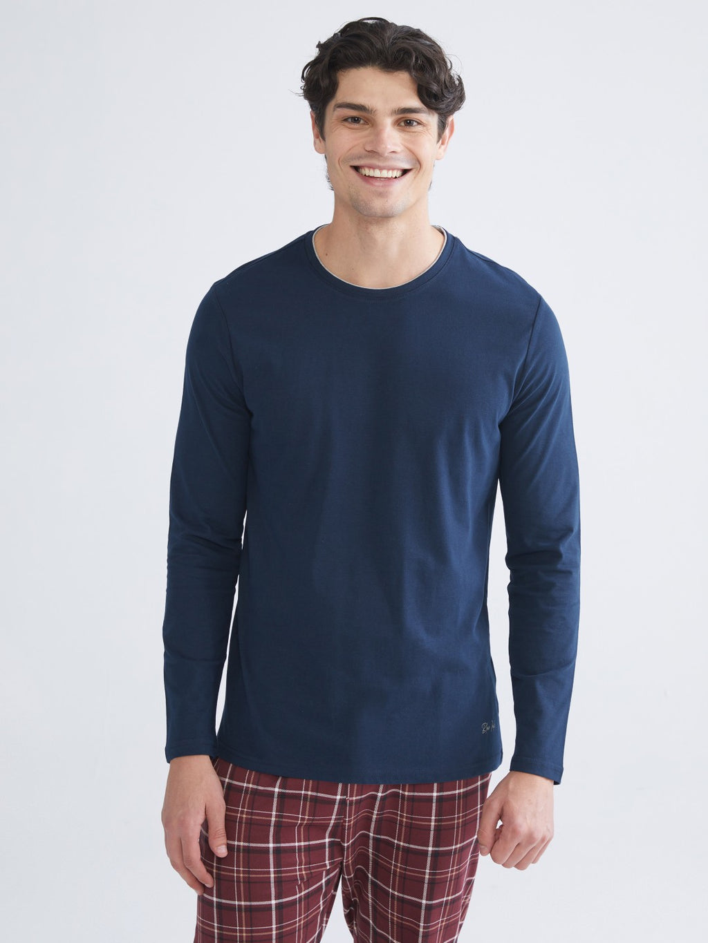 Lc Waikiki Anthracite Crew Neck Long Sleeve Men Pajama Top