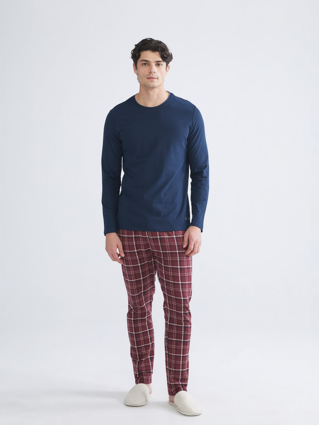 Lc Waikiki Anthracite Crew Neck Long Sleeve Men Pajama Top