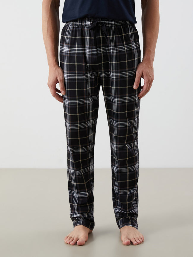 Lc Waikiki Black Standard Pattern Plaid Men Pajama Bottoms Main Image