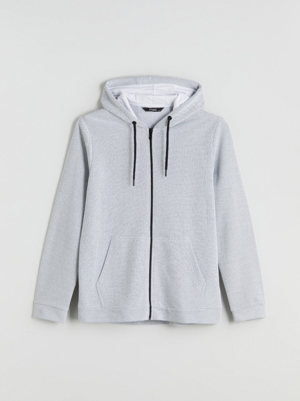 Xside Black Hooded Long Sleeve Men Zippered Sweatshirt