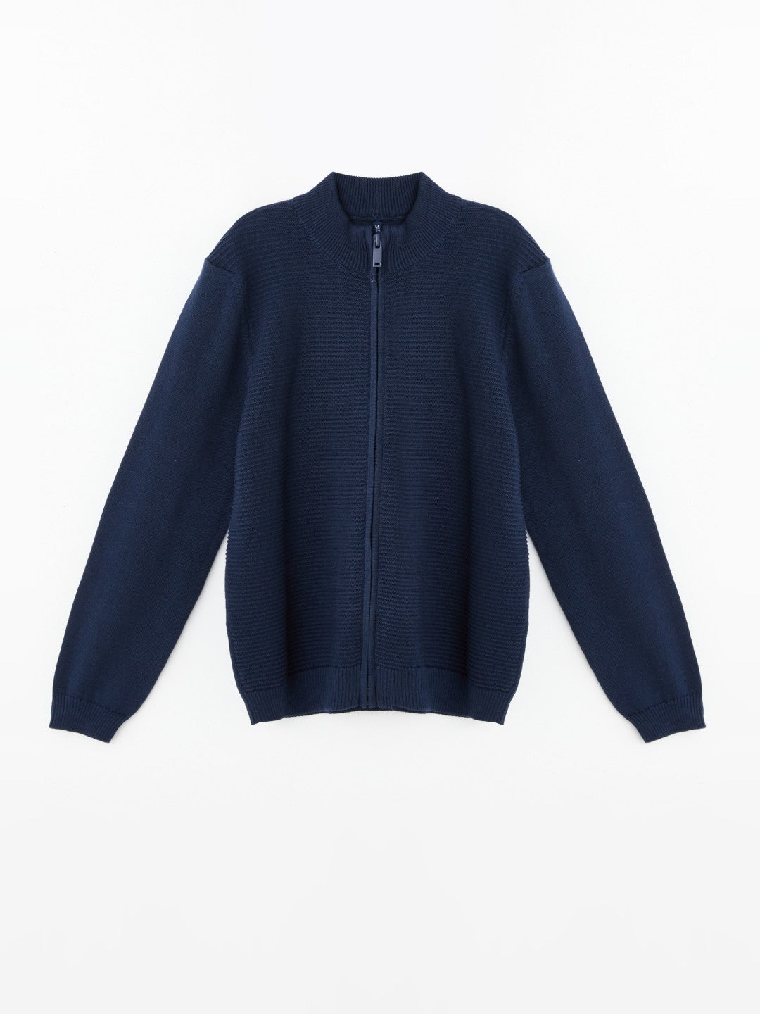 LCW Kids Black Stand Collar Textured BoyS Knitwear Cardigan