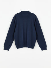 LCW Kids Black Stand Collar Textured BoyS Knitwear Cardigan