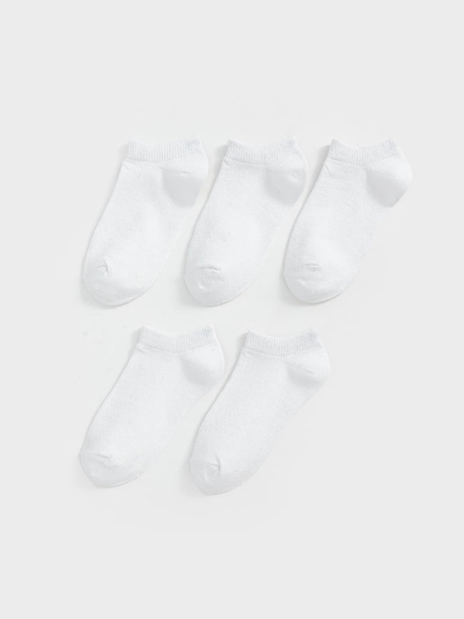 LCW Kids White Basic Boys Ankle Socks 5-Pack Hover Image
