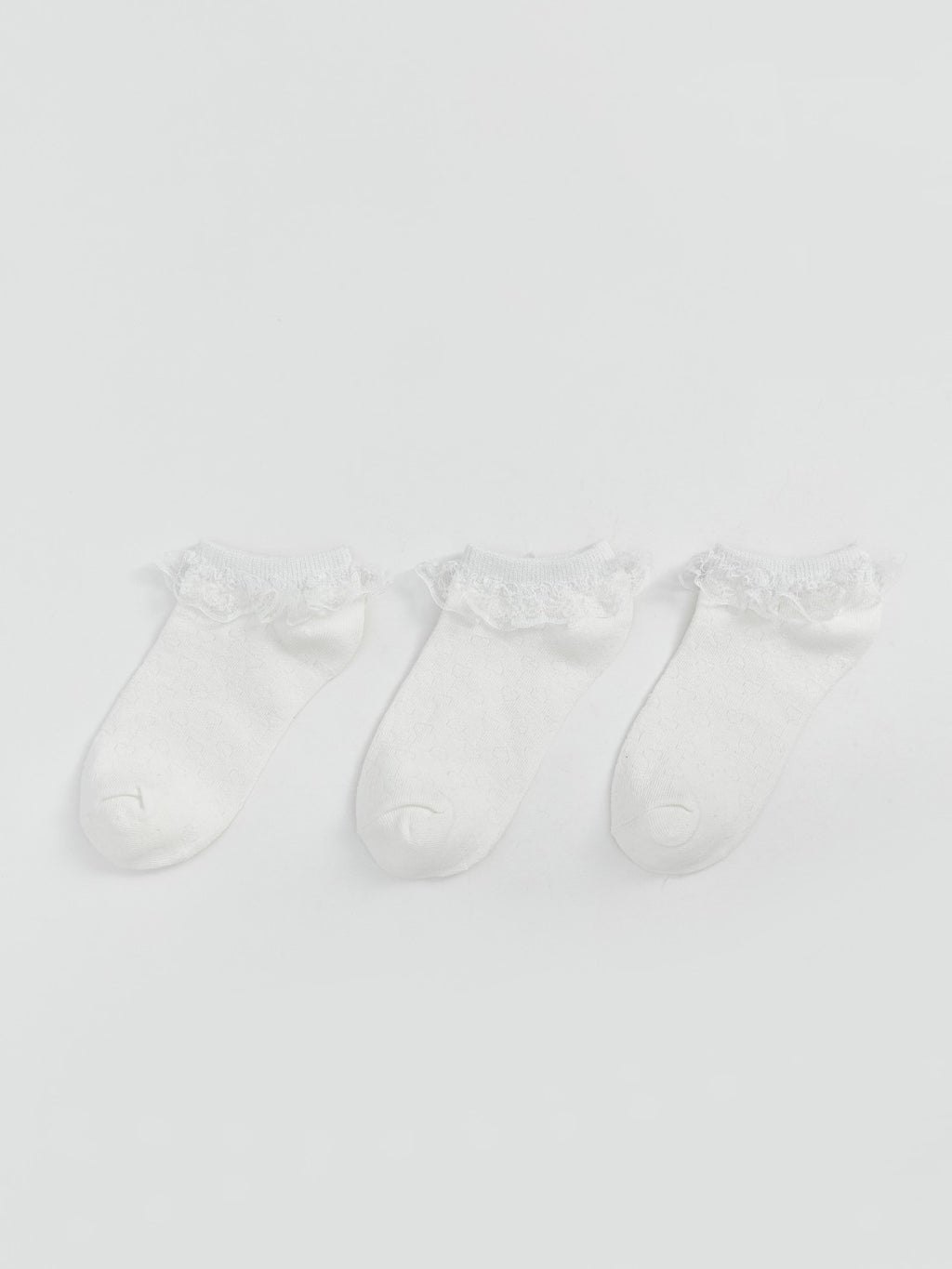 LCW Kids White Lace Detailed Girls Booties Socks 3-Pack
