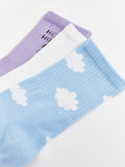 LCW Dream Blue Printed Women Ankle Socks 3-Pack