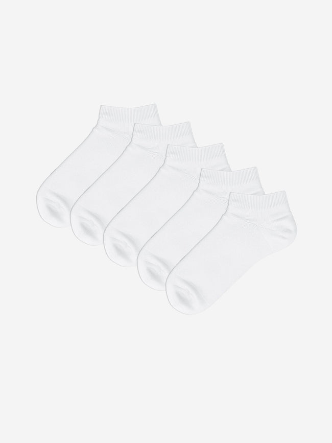 LCW Dream White Women Plain Ankle Socks 5-Pack Hover Image