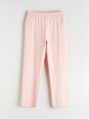 LCW Dream Pink Plus Size Shirt Collar Heart Printed Women Pajama Set