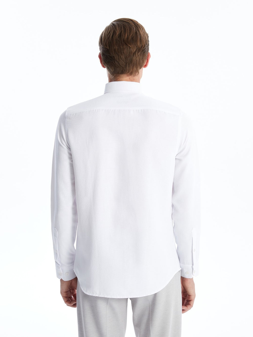 LCW Classic Navy Blue Slim Fit Long Sleeve Dobby Men Shirt