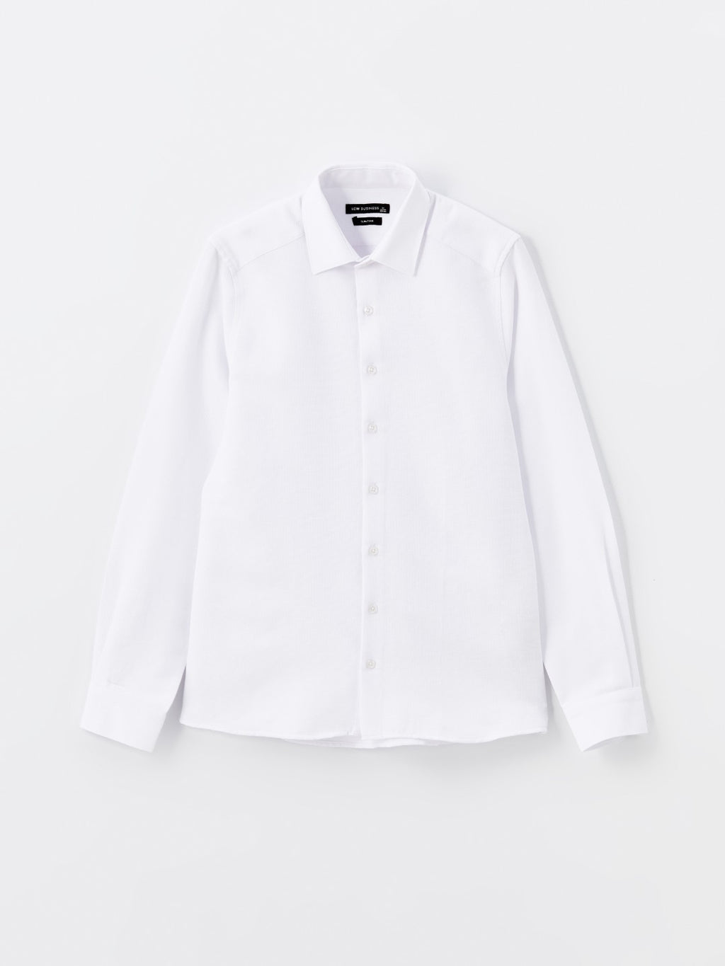 LCW Classic Navy Blue Slim Fit Long Sleeve Dobby Men Shirt