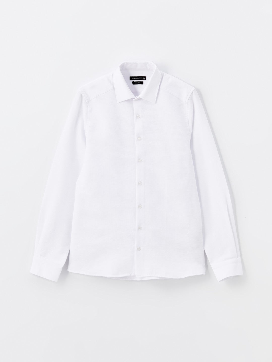 LCW Classic Navy Blue Slim Fit Long Sleeve Dobby Men Shirt