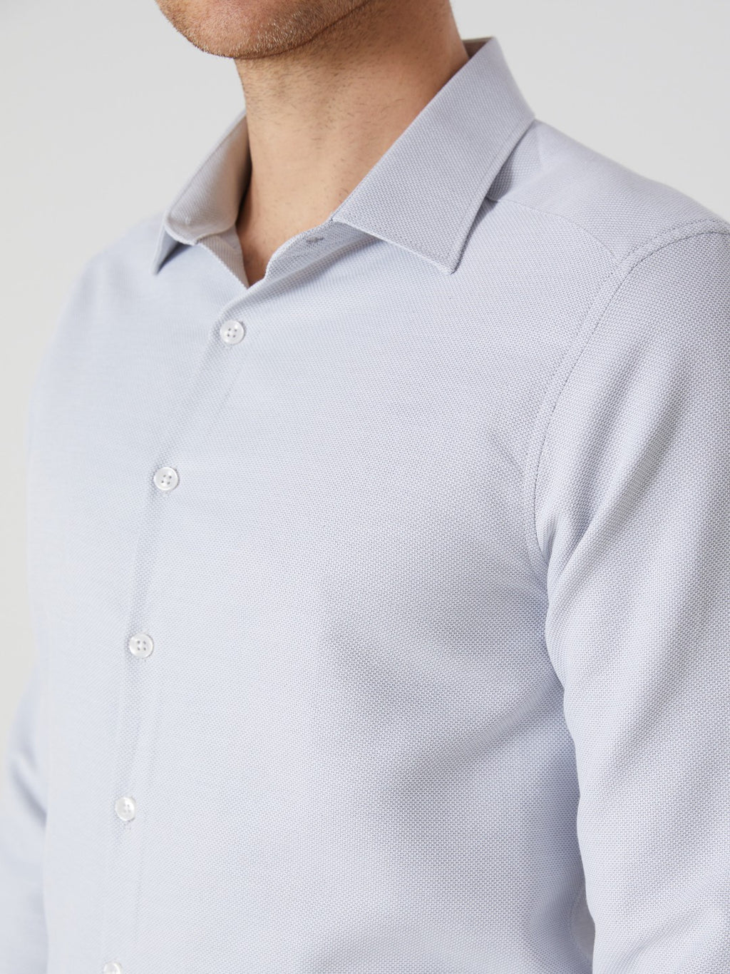 LCW Classic Navy Blue Slim Fit Long Sleeve Dobby Men Shirt