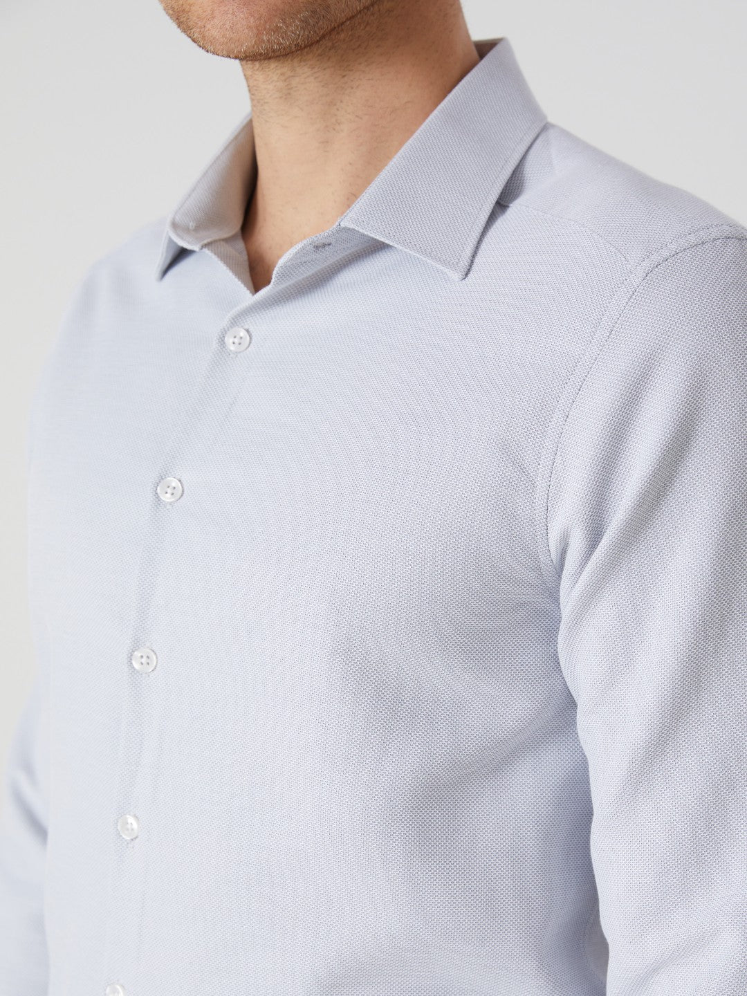 LCW Classic Navy Blue Slim Fit Long Sleeve Dobby Men Shirt