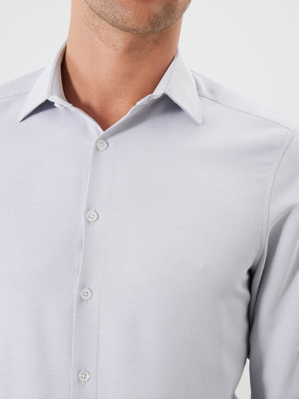 LCW Classic Navy Blue Slim Fit Long Sleeve Dobby Men Shirt