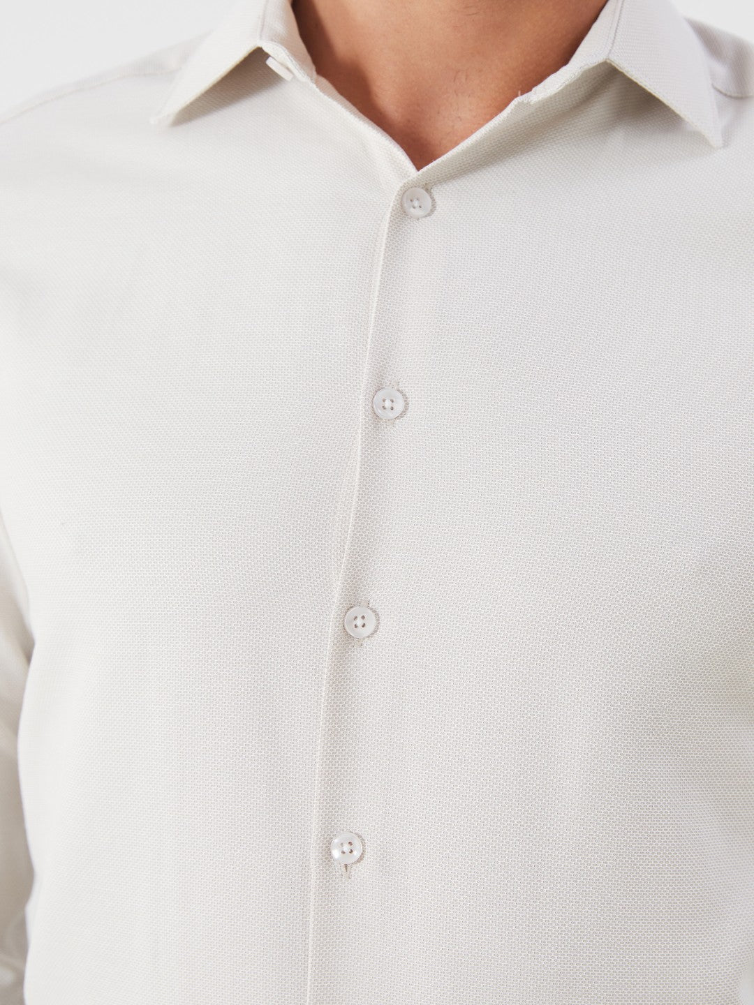 LCW Classic Navy Blue Slim Fit Long Sleeve Dobby Men Shirt