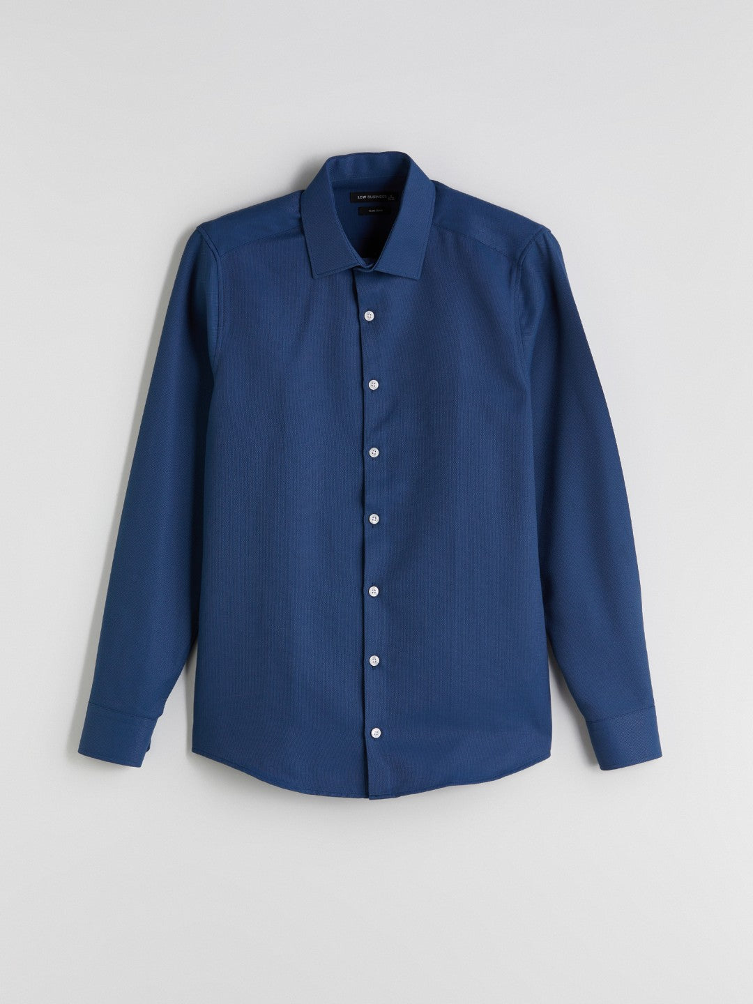 LCW Classic Navy Blue Slim Fit Long Sleeve Dobby Men Shirt