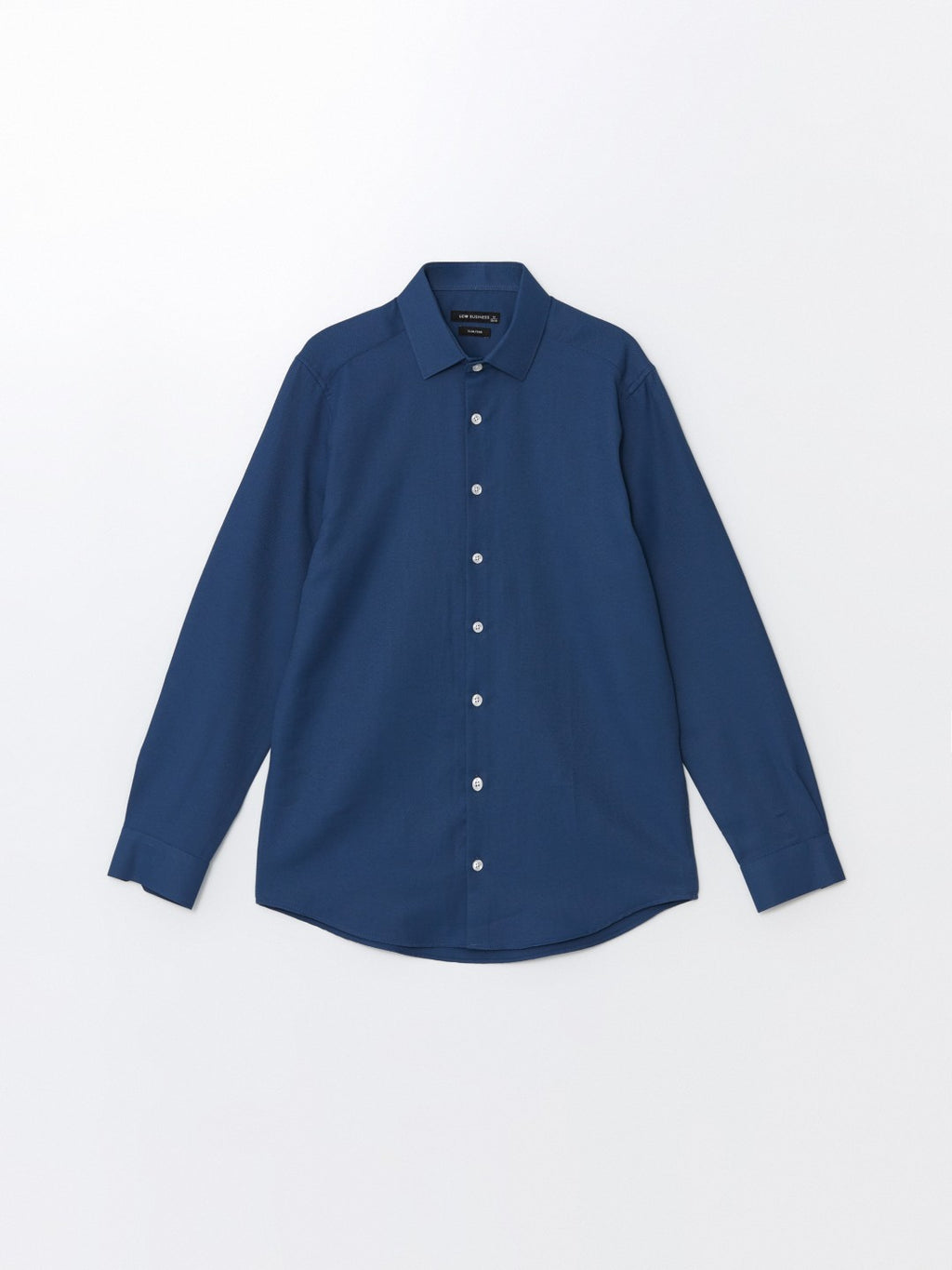 LCW Classic Navy Blue Slim Fit Long Sleeve Dobby Men Shirt