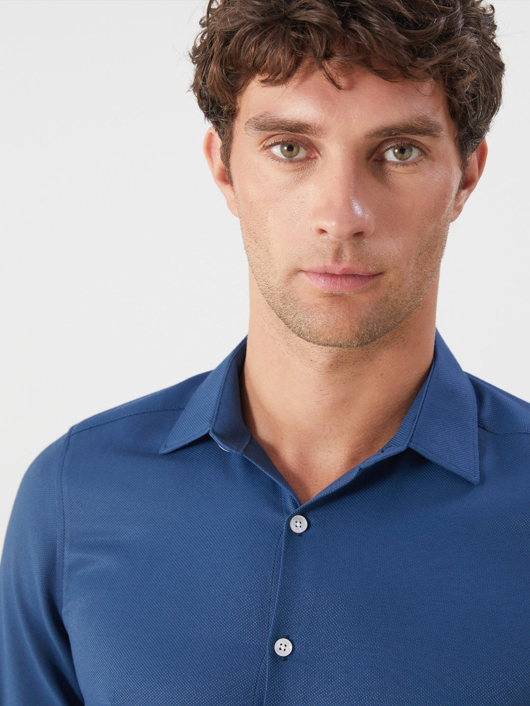 LCW Classic Navy Blue Slim Fit Long Sleeve Dobby Men Shirt