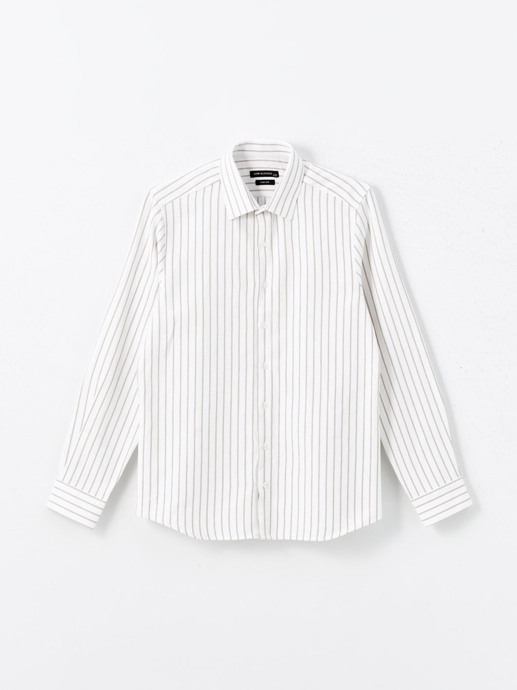 LCW Formal Beige Slim Fit Long Sleeve Striped Dobby Men Shirt