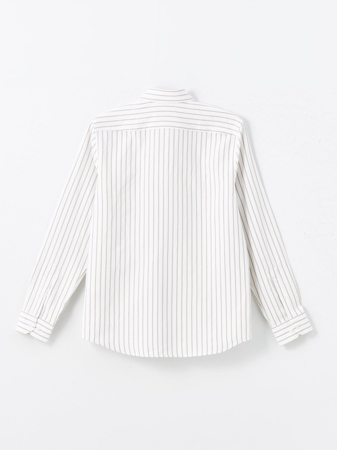 LCW Formal Beige Slim Fit Long Sleeve Striped Dobby Men Shirt