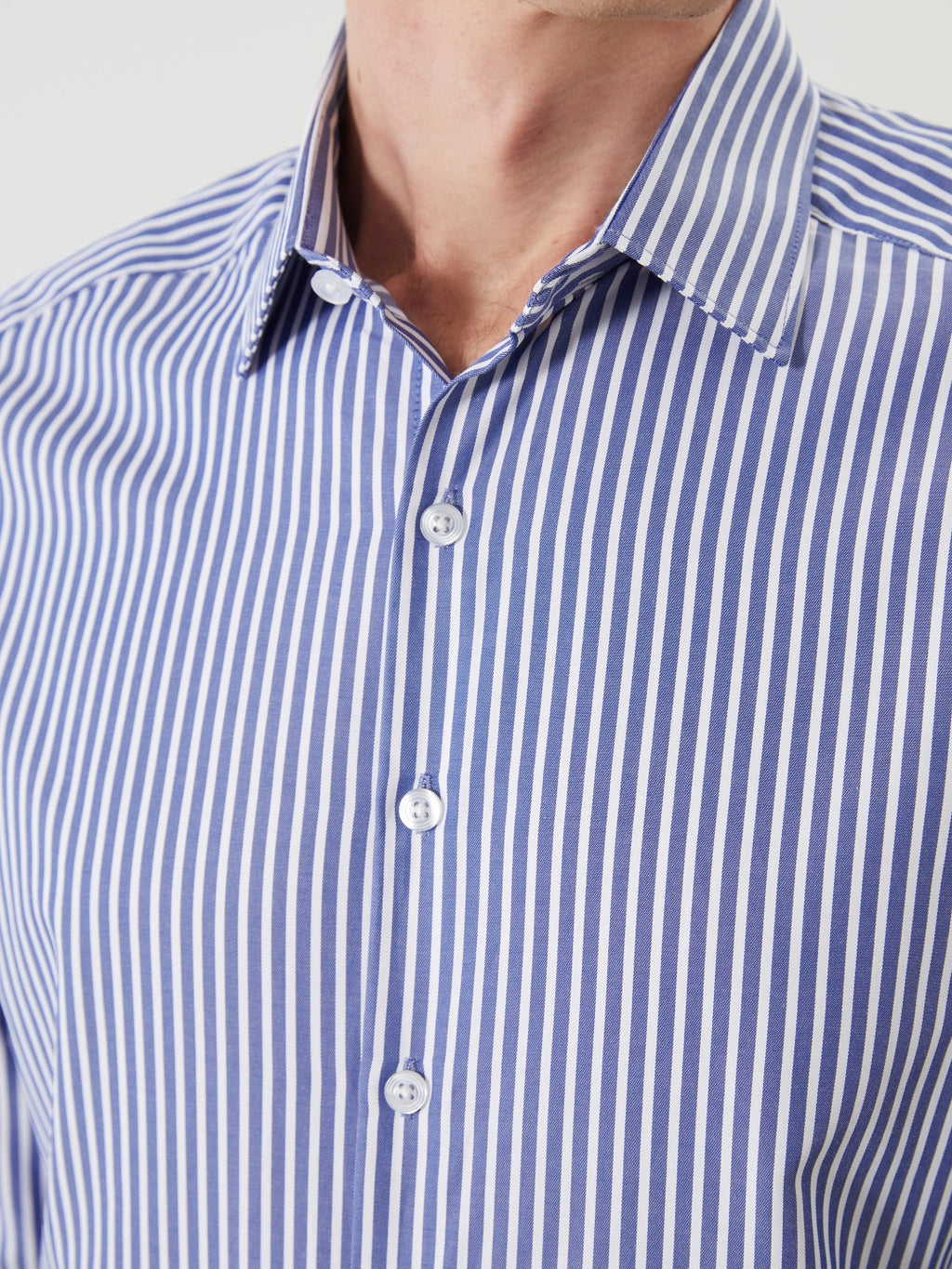 LCW Formal Navy Blue Slim Fit Long Sleeve Striped Poplin Men Shirt