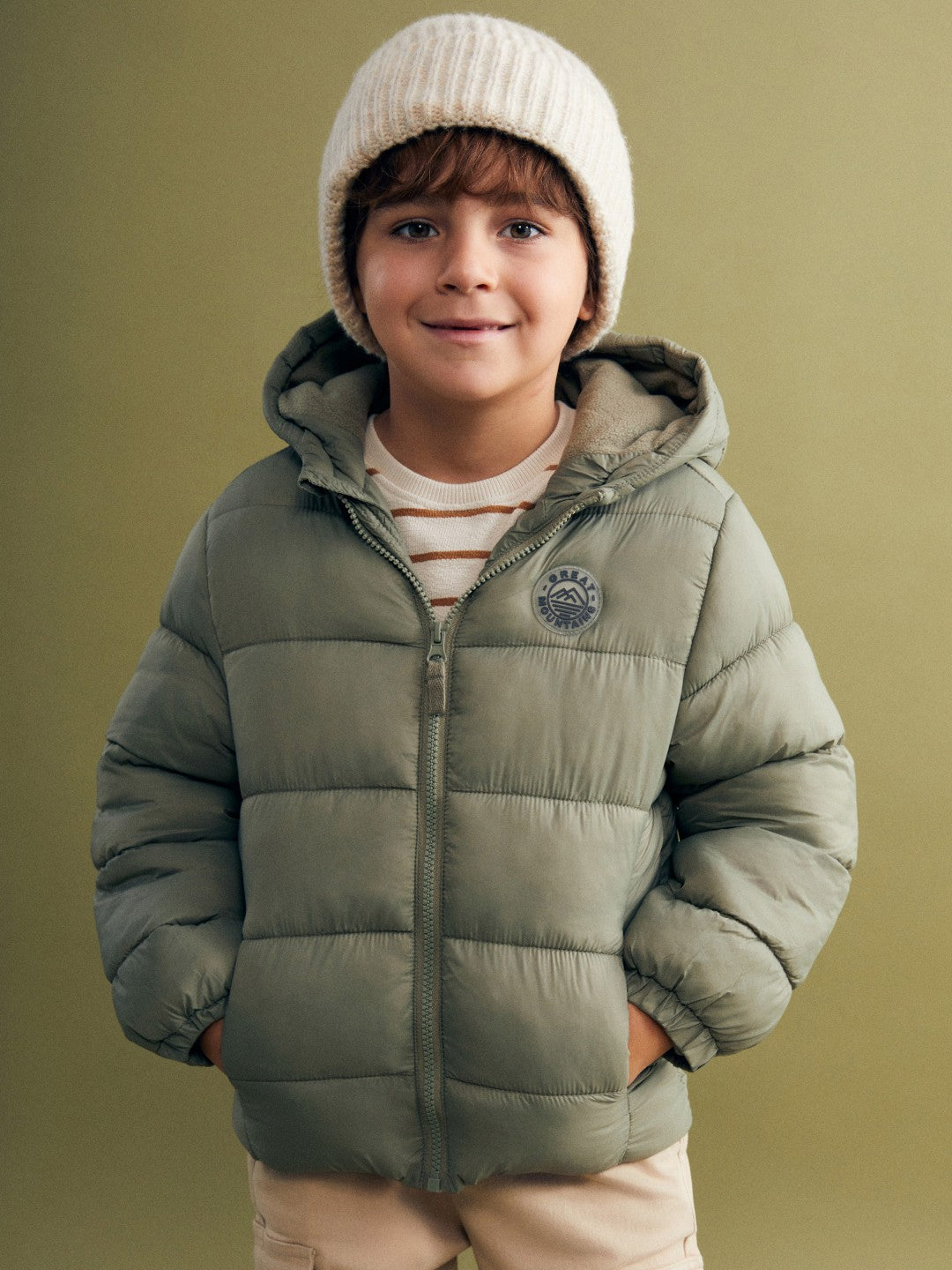LCW Kids Khaki Hooded Boys Puffer Jacket