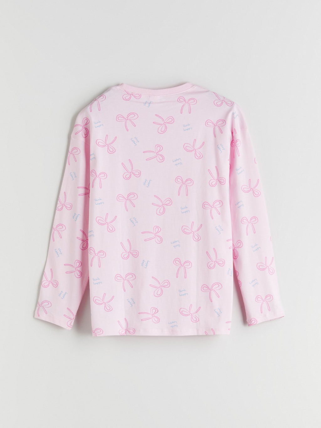 LCW Kids Pink Crew Neck Bow Patterned Girls Pajama Set