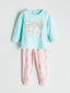 LCW Kids Pink Crew Neck Printed Girls Pajama Set